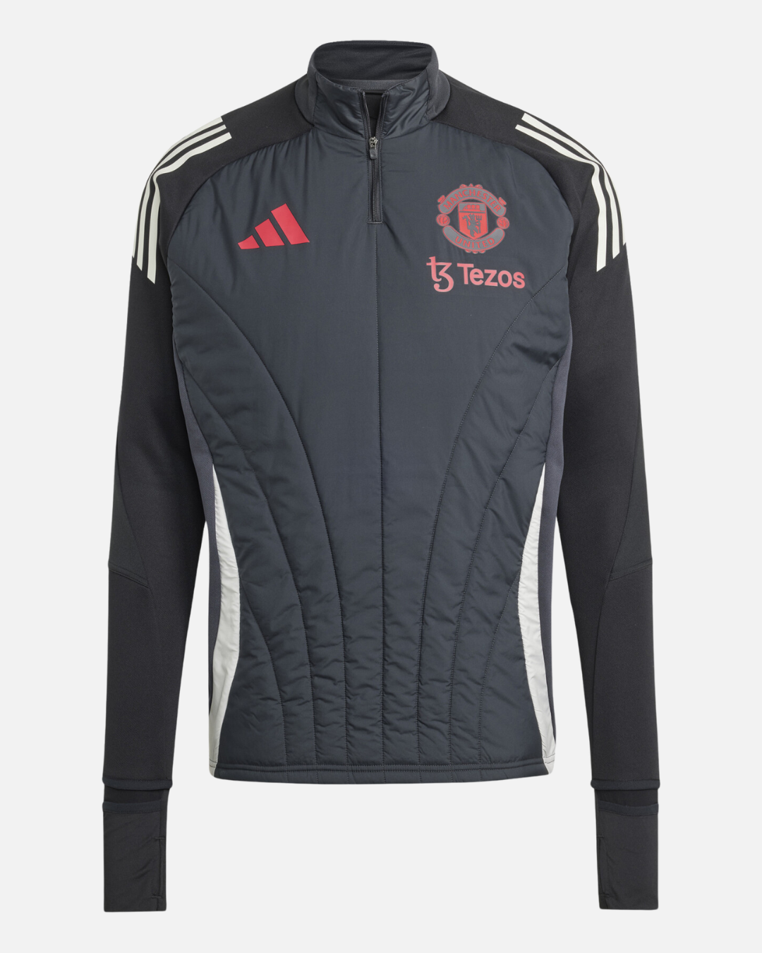 Haut 1/4 zip Manchester United Cagoule Intégrée 2024/2025 - Noir/Rouge
