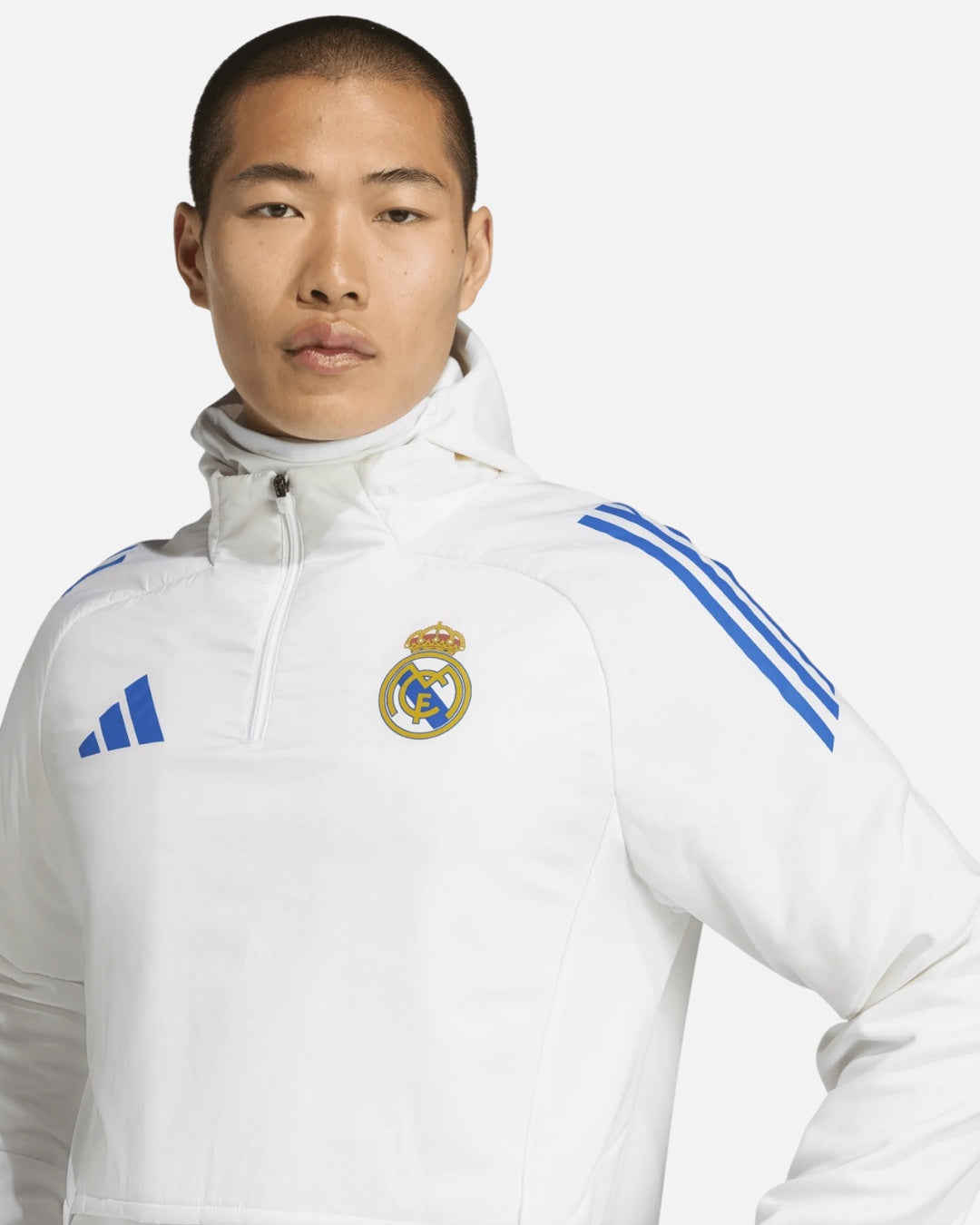 Haut d'entraînement Cagoule Intégrée Real Madrid 2025/2026 - Blanc