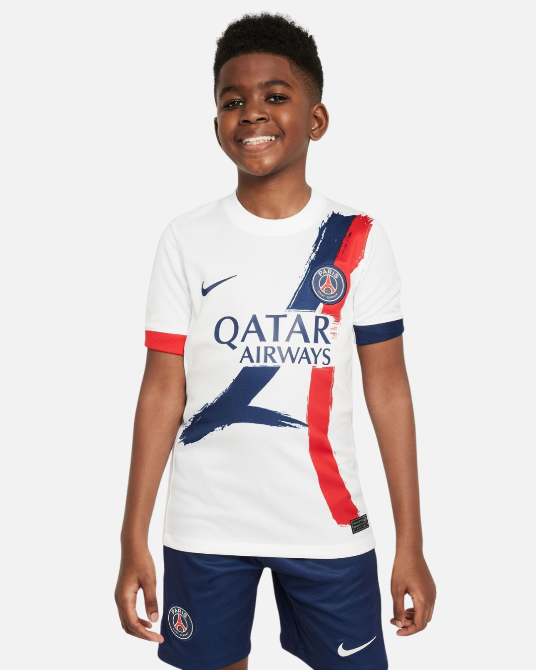 Maillot PSG Extérieur Junior 2025/2026 - Blanc/Bleu/Rouge
