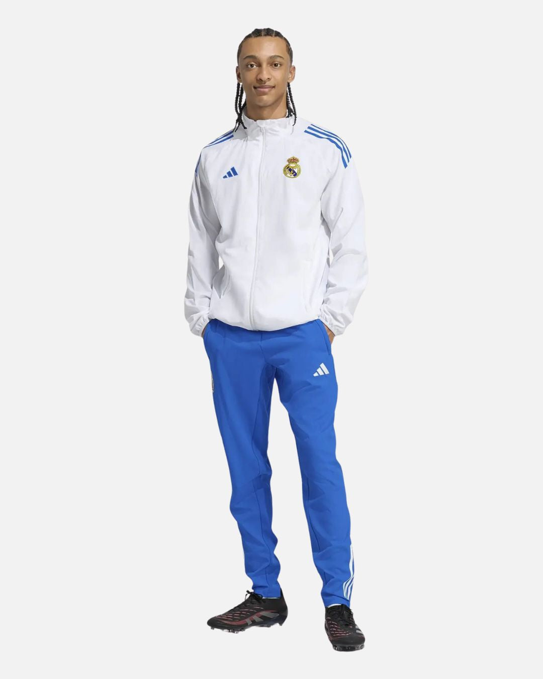 Veste de survêtement Prematch Real Madrid 2025/2026 - Blanc/Bleu