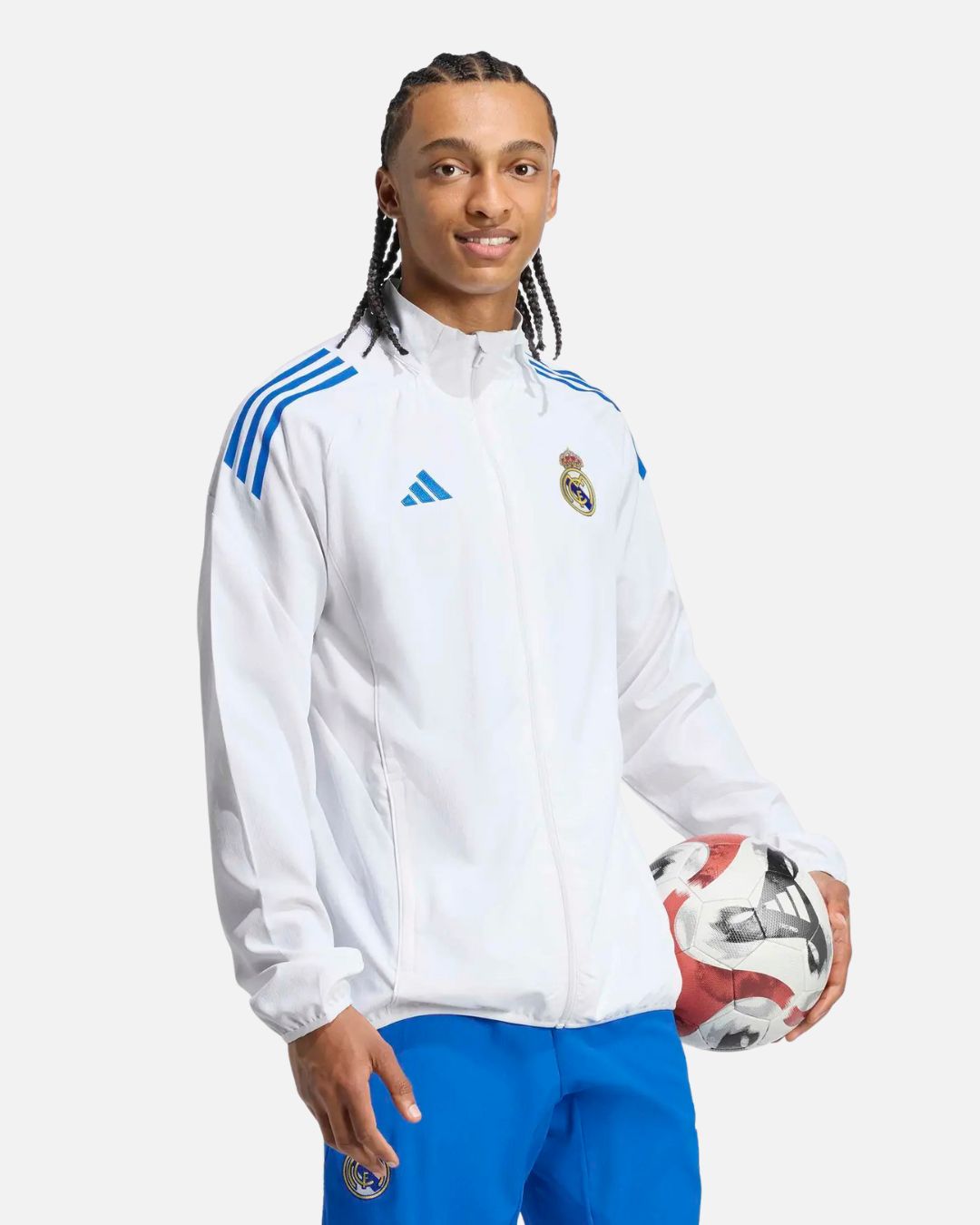 Veste de survêtement Prematch Real Madrid 2025/2026 - Blanc/Bleu