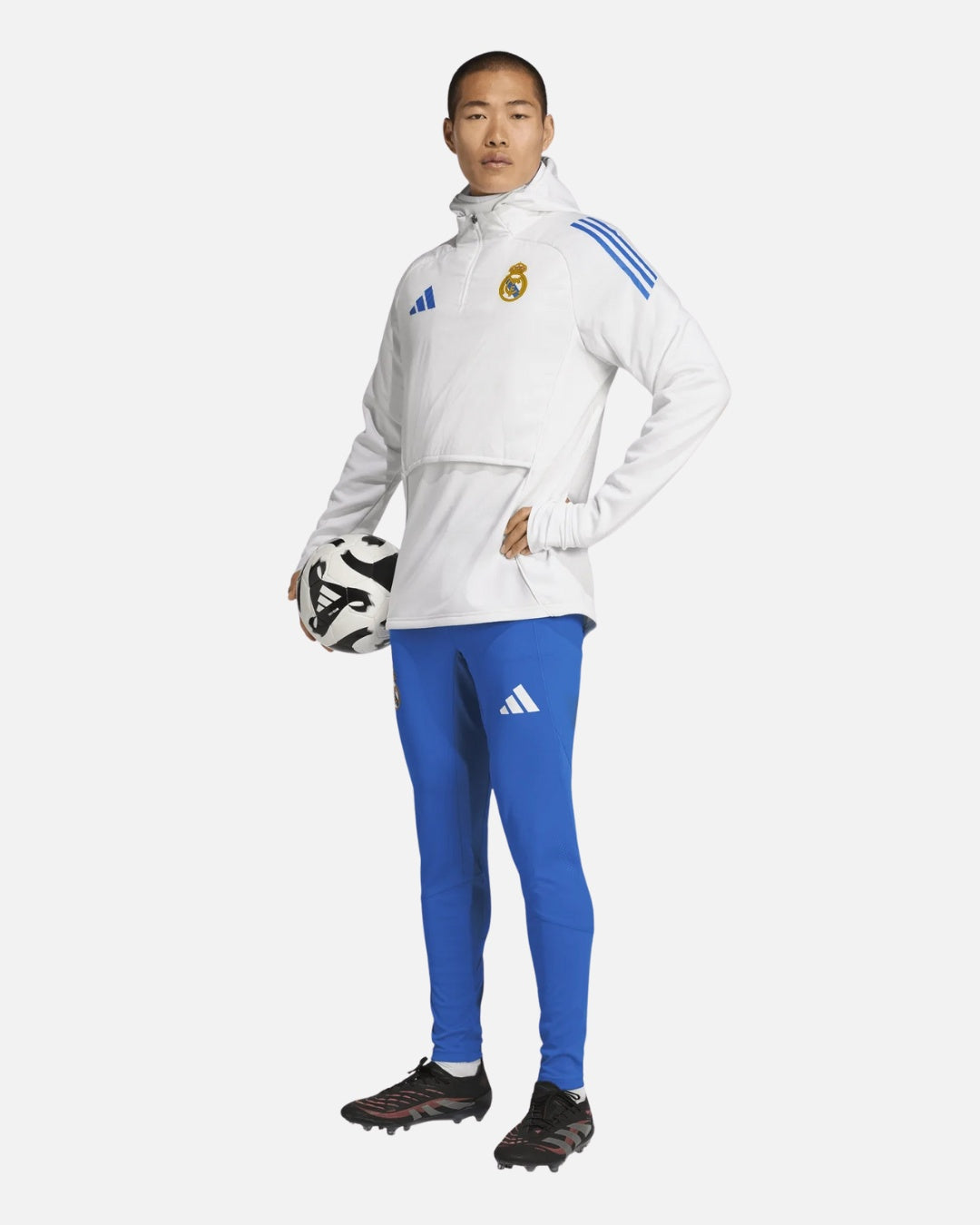 Haut d'entraînement Cagoule Intégrée Real Madrid 2025/2026 - Blanc