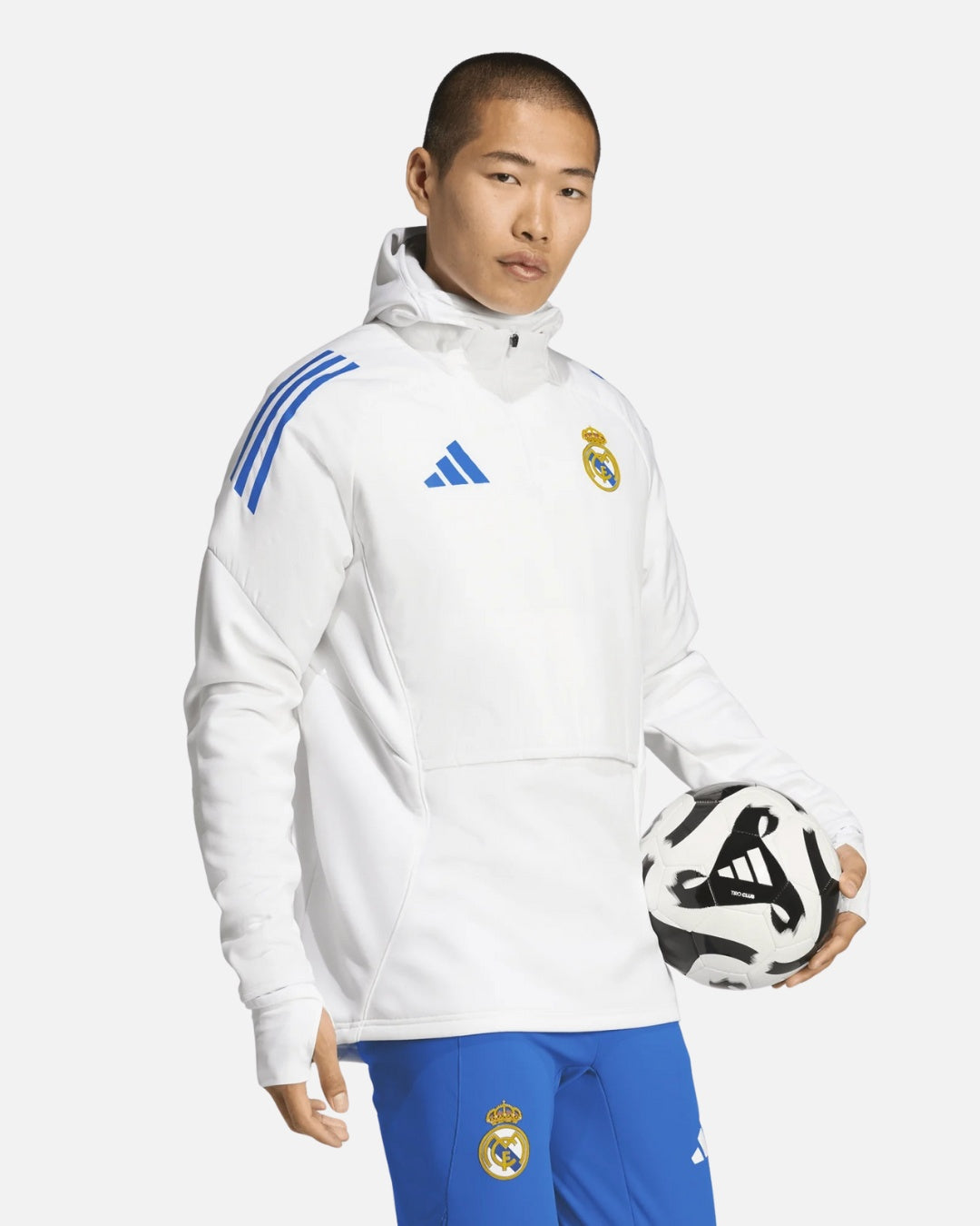Haut d'entraînement Cagoule Intégrée Real Madrid 2025/2026 - Blanc