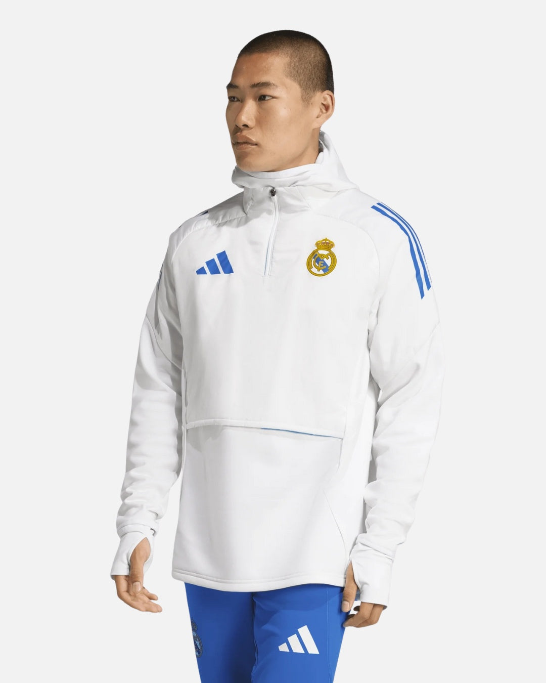 Haut d'entraînement Cagoule Intégrée Real Madrid 2025/2026 - Blanc