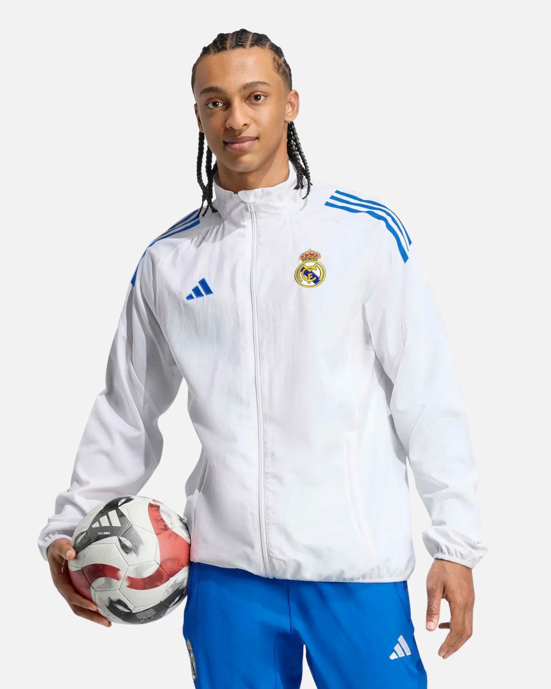 Veste de survêtement Prematch Real Madrid 2025/2026 - Blanc/Bleu